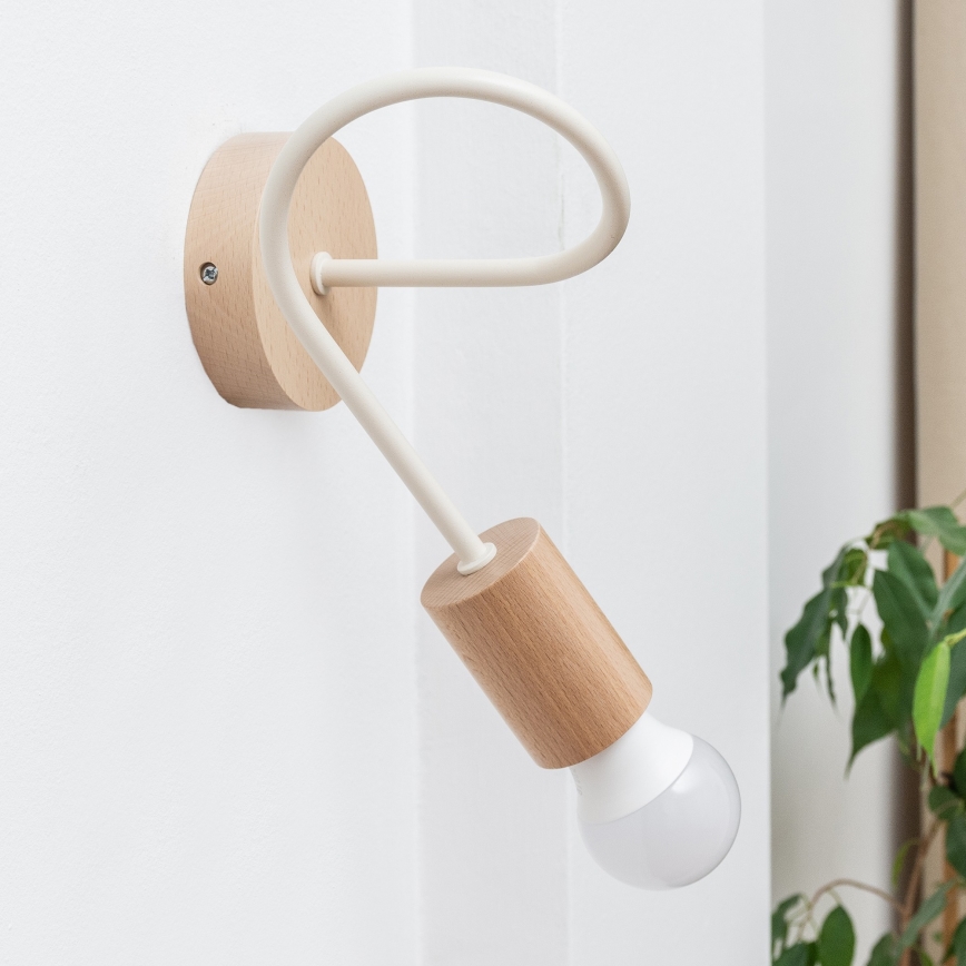 Vägglampa OXFORD 1xE27/15W/230V furu/krämfärgad