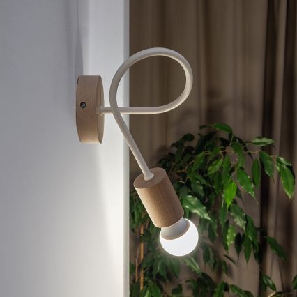 Vägglampa OXFORD 1xE27/15W/230V furu/krämfärgad