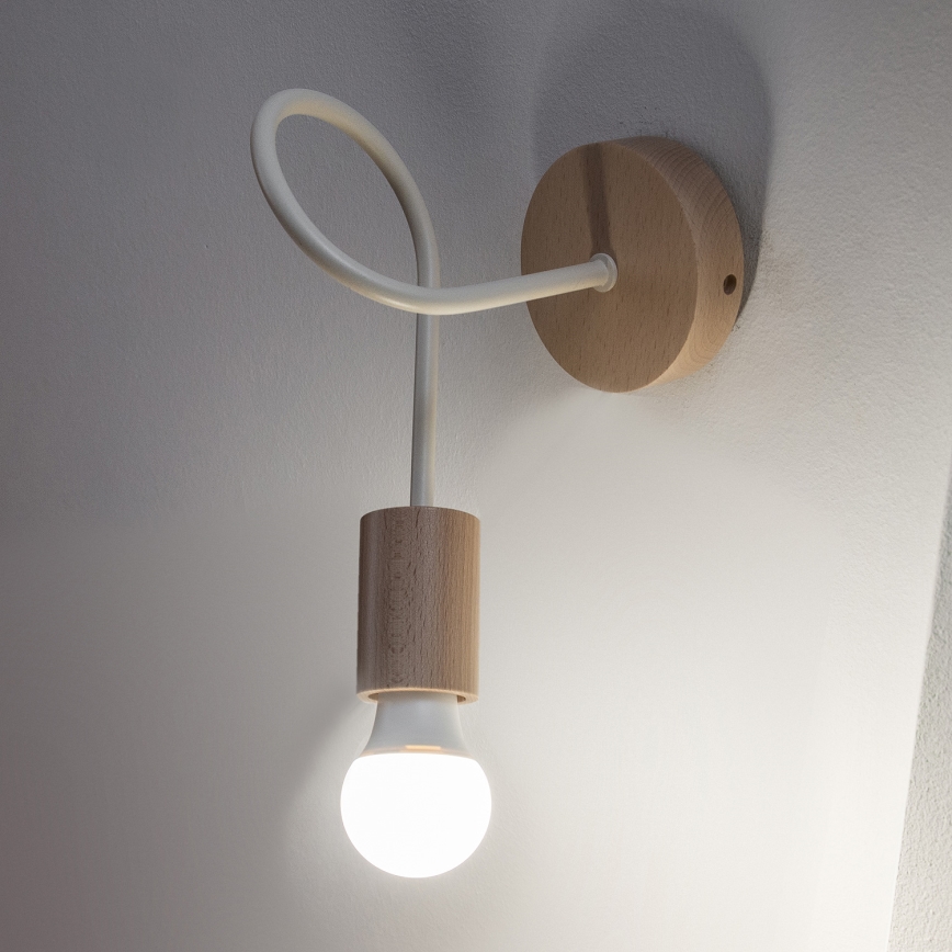 Vägglampa OXFORD 1xE27/15W/230V furu/krämfärgad