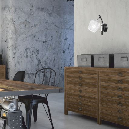 Vägglampa PAULA 1xE27/60W/230V svart