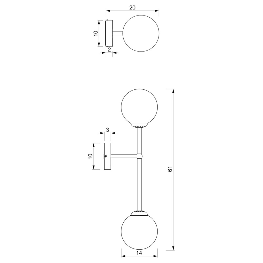 Vägglampa  POP 2xE14/40W/230V