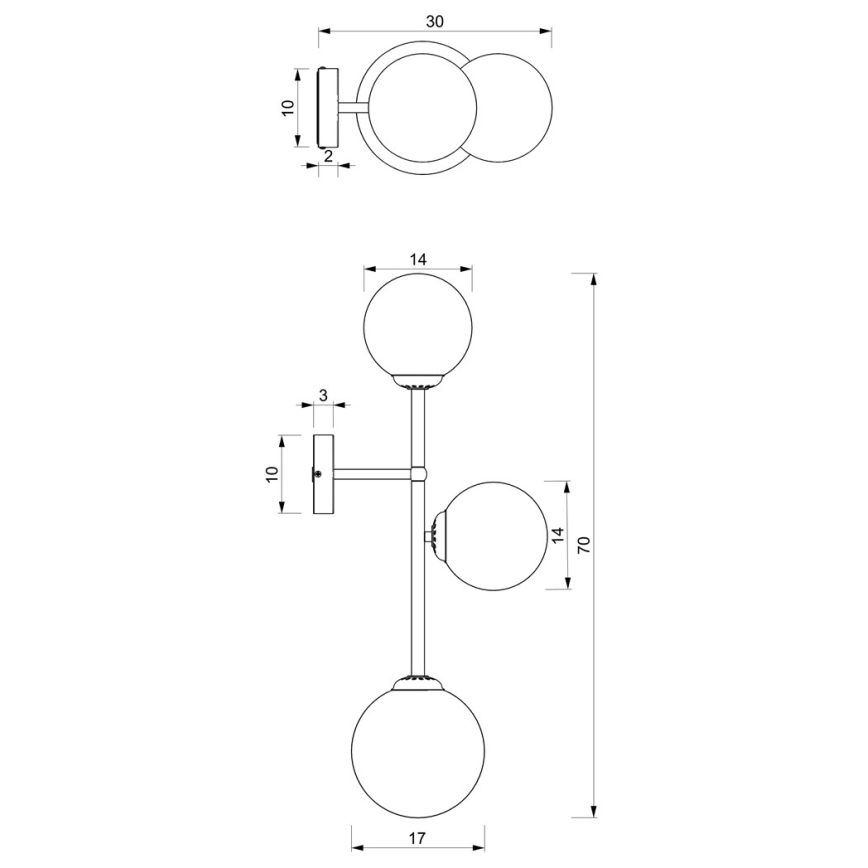 Vägglampa  POP 3xE14/40W/230V