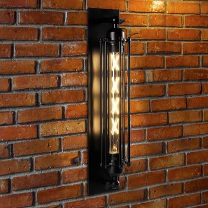 Vägglampa RETRO 1xE27/20W/230V svart