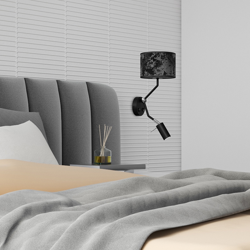 Vägglampa SATINO 1xE27/40W/230V + 1xGU10/MR11/7W svart/grå