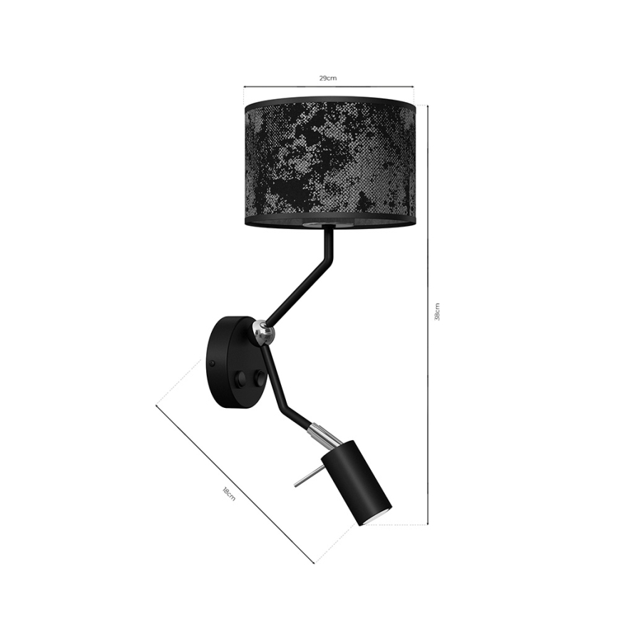 Vägglampa SATINO 1xE27/40W/230V + 1xGU10/MR11/7W svart/grå