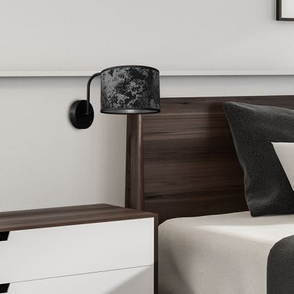 Vägglampa  SATINO 1xE27/60W/230V svart /grå