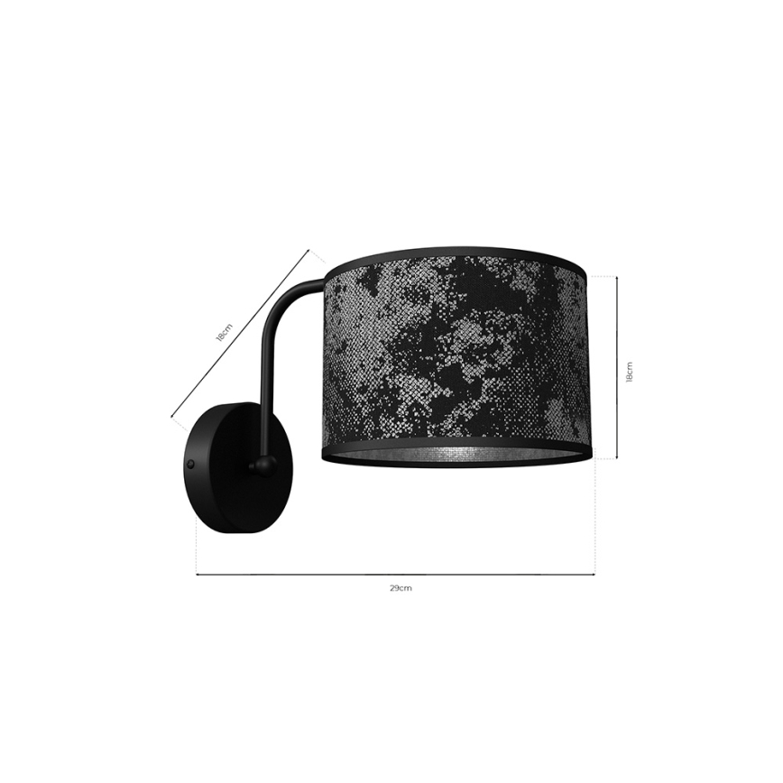 Vägglampa  SATINO 1xE27/60W/230V svart /grå