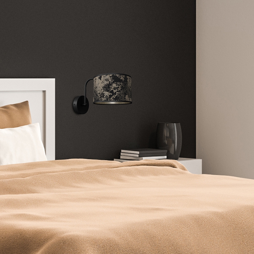Vägglampa  SATINO 1xE27/60W/230V svart /gyllene 