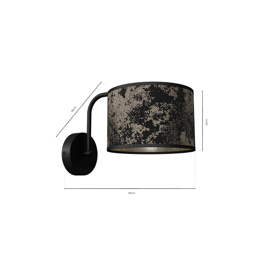 Vägglampa  SATINO 1xE27/60W/230V svart /gyllene 
