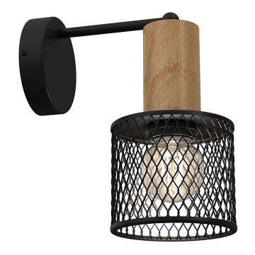 Vägglampa SOBRESA 1xE27/60W/230V svart/trä