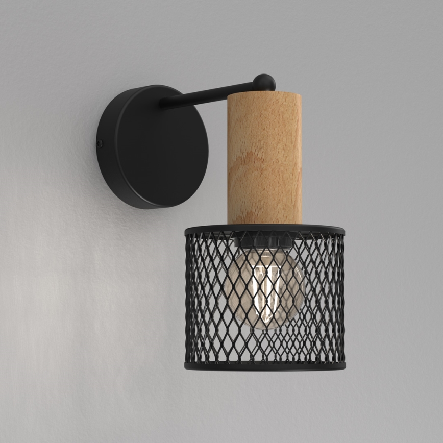 Vägglampa SOBRESA 1xE27/60W/230V svart/trä