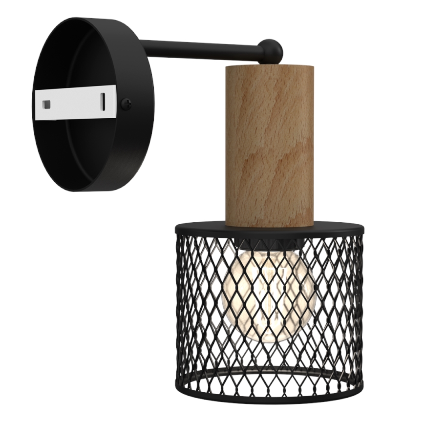 Vägglampa SOBRESA 1xE27/60W/230V svart/trä