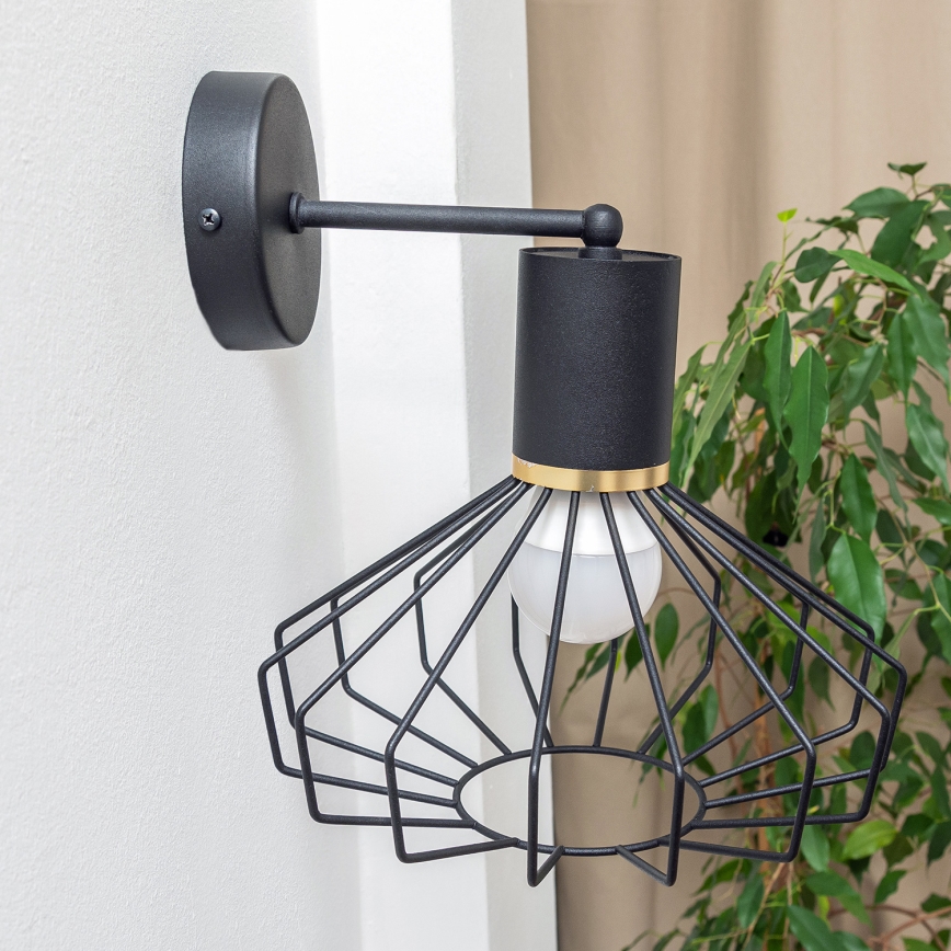 Vägglampa SOLANO 1xE27/15W/230V svart/guld