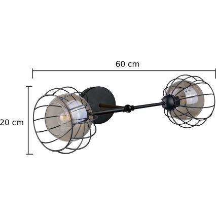 Vägglampa SOLO BLACK 2xE27/60W/230V