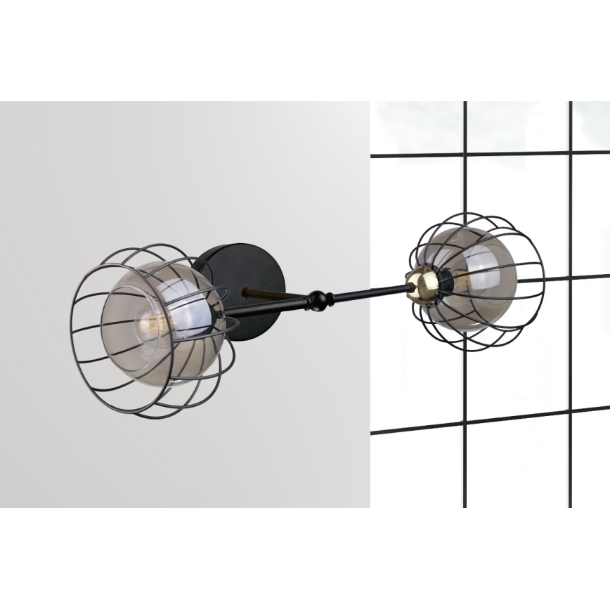 Vägglampa SOLO BLACK 2xE27/60W/230V svart/gyllene