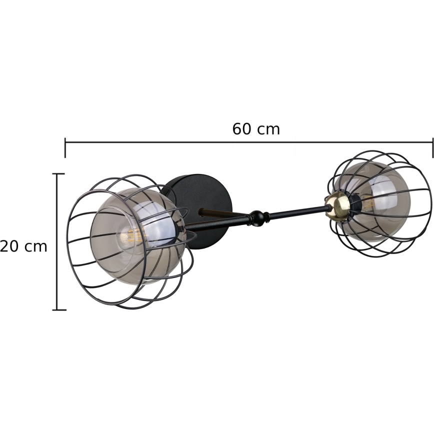 Vägglampa SOLO BLACK 2xE27/60W/230V svart/gyllene