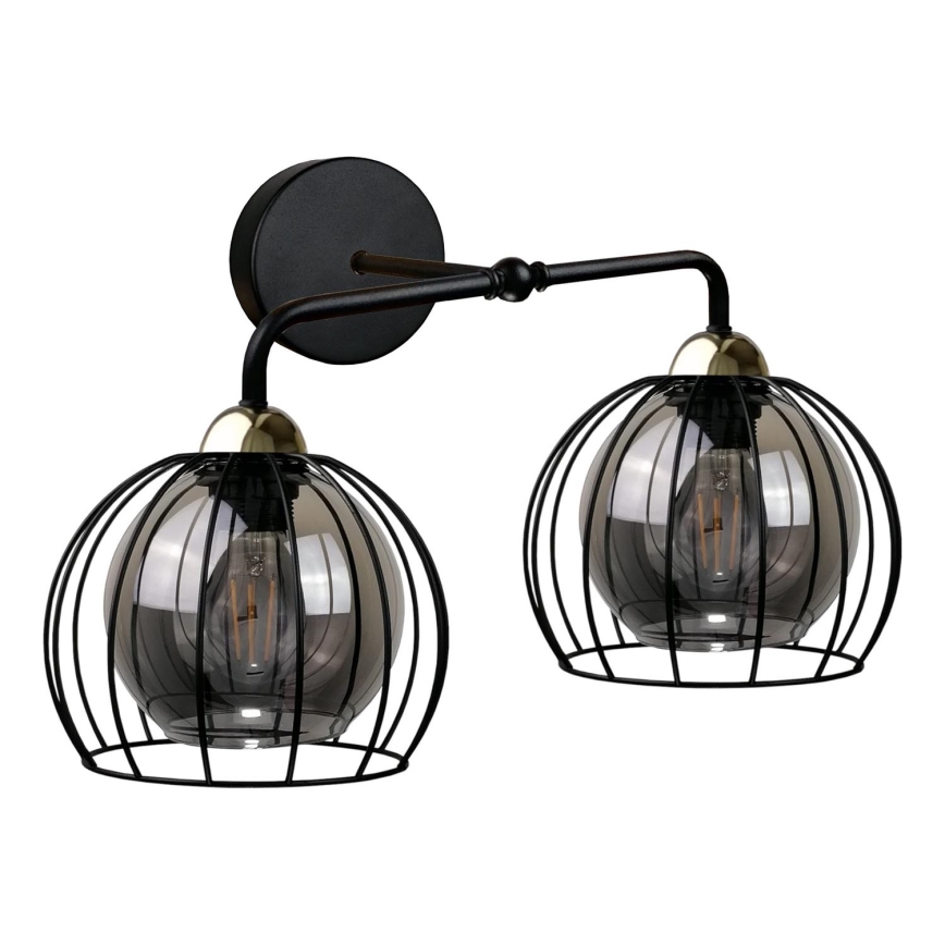 Vägglampa SOLO BLACK 2xE27/60W/230V svart/gyllene
