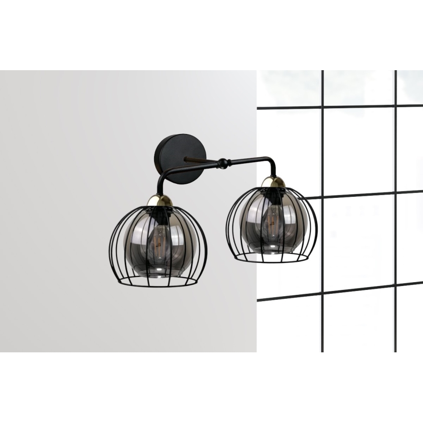 Vägglampa SOLO BLACK 2xE27/60W/230V svart/gyllene