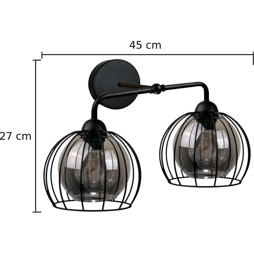 Vägglampa SOLO BLACK 2xE27/60W/230V svart/gyllene