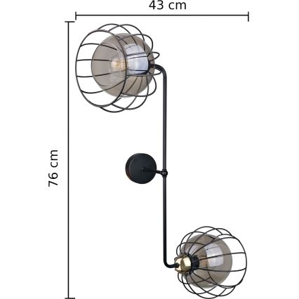 Vägglampa SOLO BLACK 2xE27/60W/230V svart/gyllene