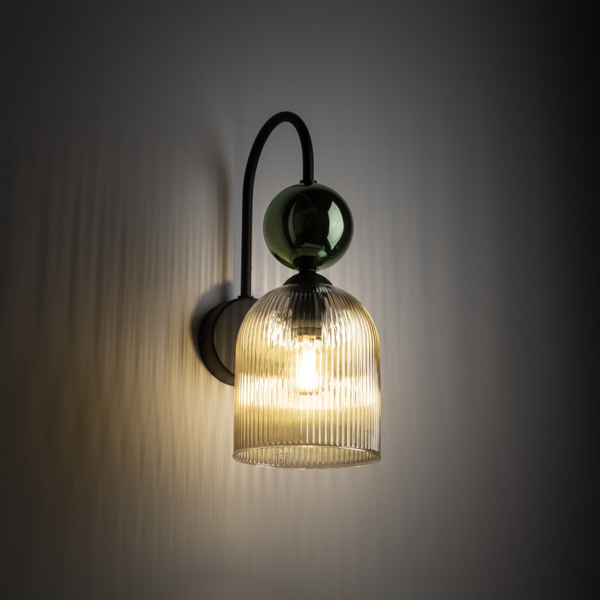 Vägglampa SOPHIA 1xE14/10W/230V svart/grön/rökbeige