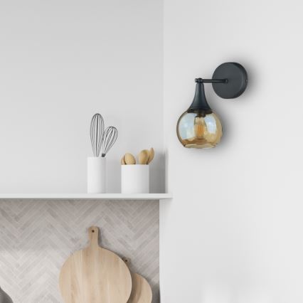 Vägglampa STAR 1xE27/60W/230V svart/rökig beige