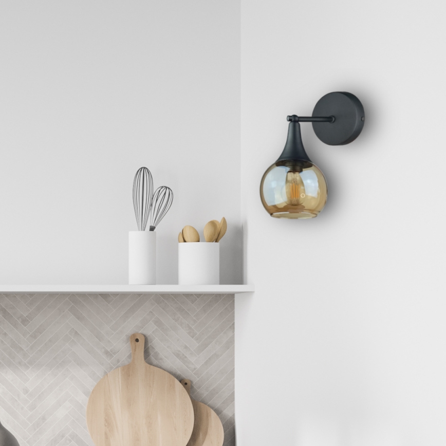 Vägglampa STAR 1xE27/60W/230V svart/rökig beige