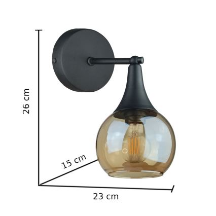 Vägglampa STAR 1xE27/60W/230V svart/rökig beige
