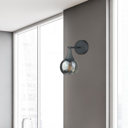 Vägglampa STAR 1xE27/60W/230V svart/rökig svart