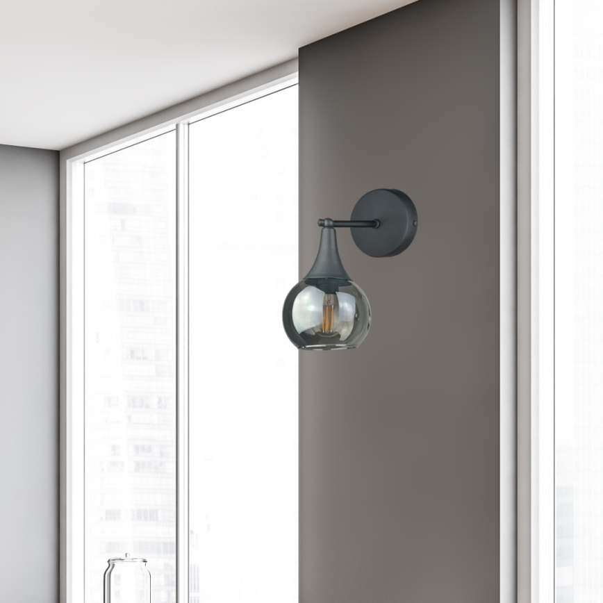 Vägglampa STAR 1xE27/60W/230V svart/rökig svart