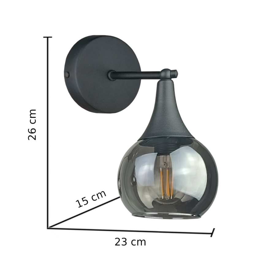 Vägglampa STAR 1xE27/60W/230V svart/rökig svart