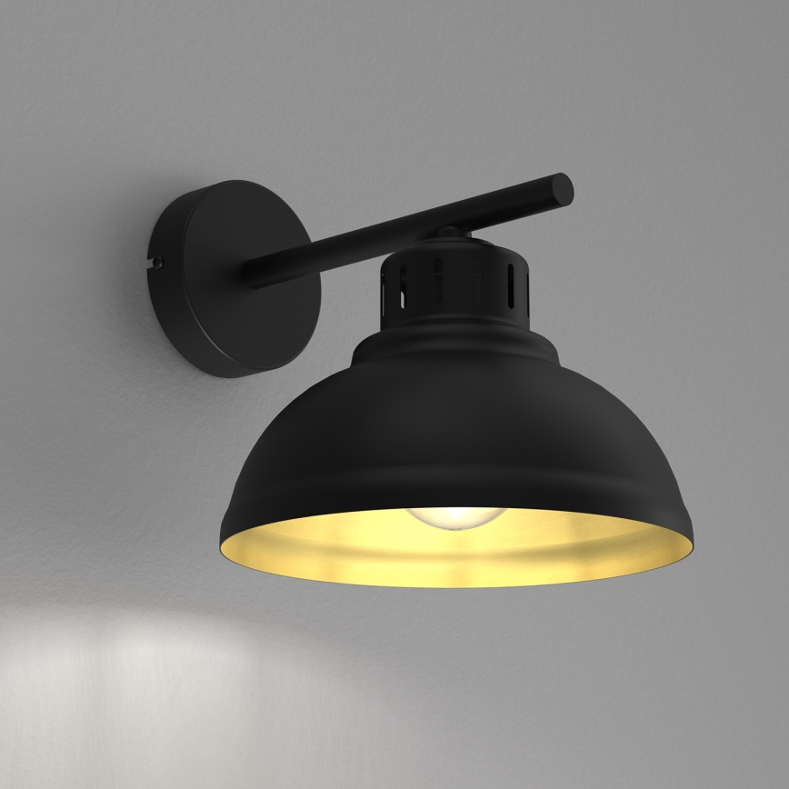 Vägglampa SVEN 1xE27/15W/230V svart/guld