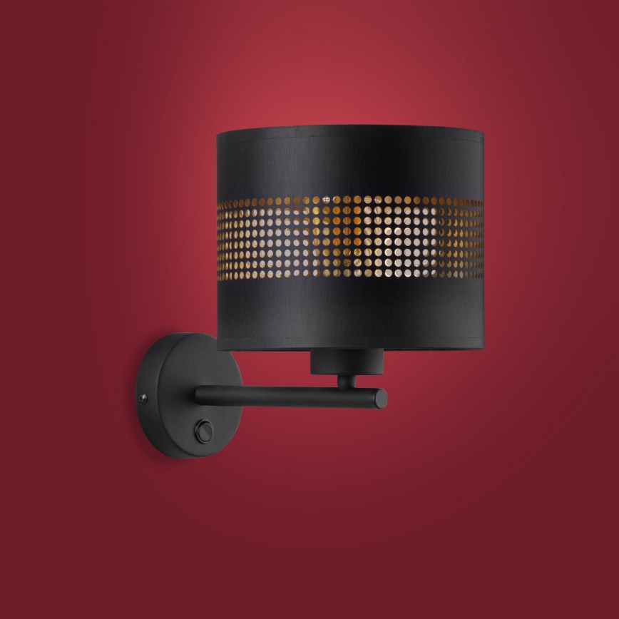 Vägglampa  TAGO 1xE27/15W/230V svart /gyllene 