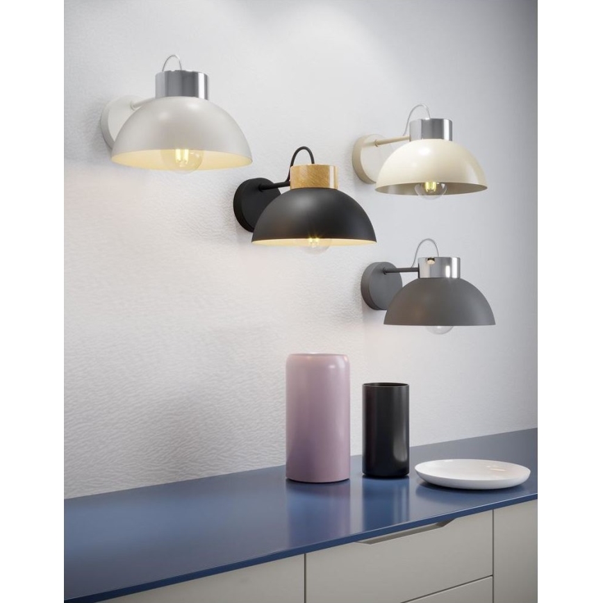 Vägglampa TEDI 1xE27/60W/230V antracit/skinande krom