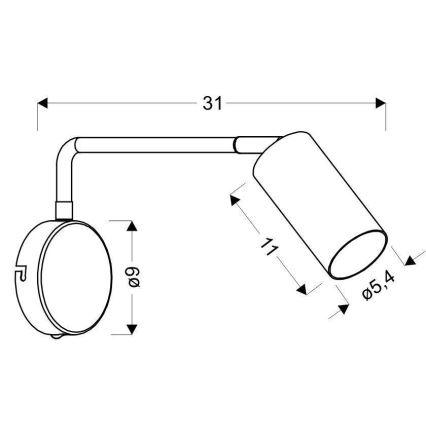 Vägglampa  TINA 1xGU10/15W/230V svart /gyllene 