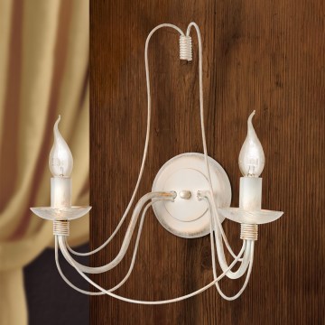 Vägglampa VELA 2xE14/40W/230V vit/guld/patina