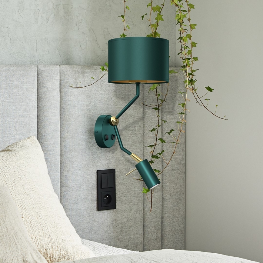 Vägglampa  VERDE 1xE27/60W/230V + 1xGU10-MR11/7W grön