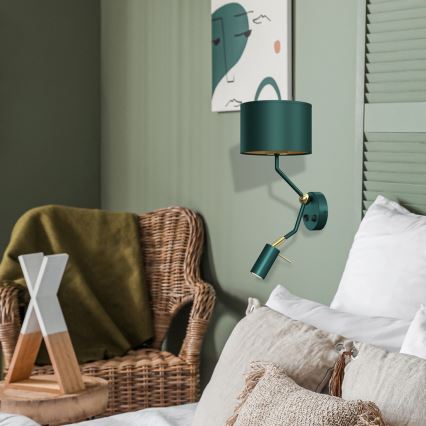 Vägglampa  VERDE 1xE27/60W/230V + 1xGU10-MR11/7W grön