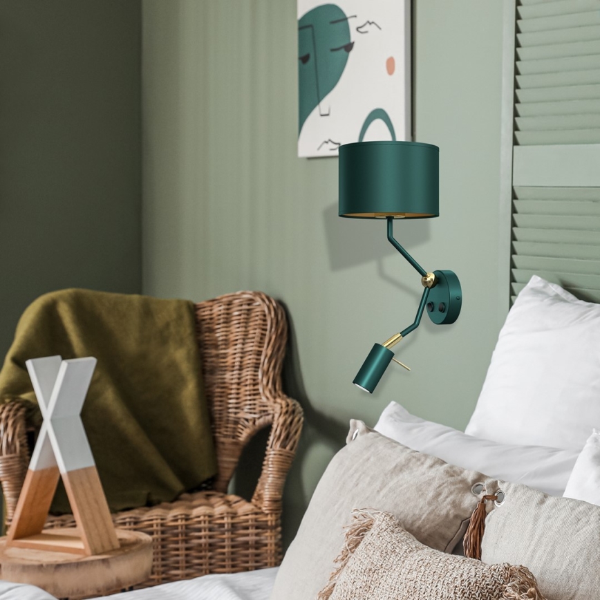 Vägglampa  VERDE 1xE27/60W/230V + 1xGU10-MR11/7W grön