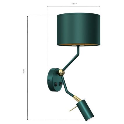 Vägglampa  VERDE 1xE27/60W/230V + 1xGU10-MR11/7W grön