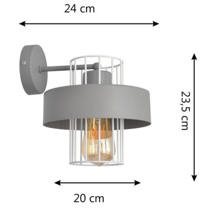 Vägglampa VOLTA 1xE27/15W/230V grå