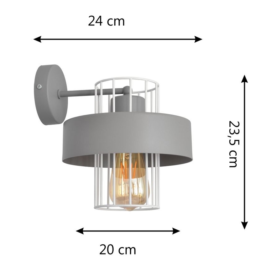 Vägglampa VOLTA 1xE27/15W/230V grå
