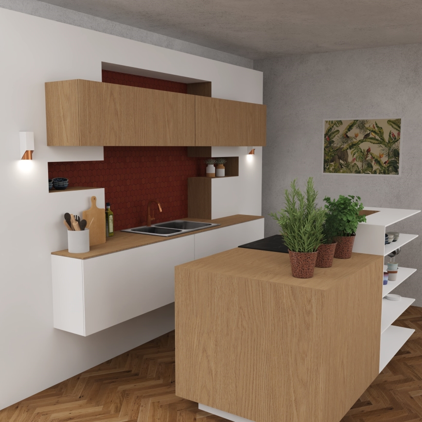 Vägglampa WALL 1xGU10/8W/230V vit/koppar