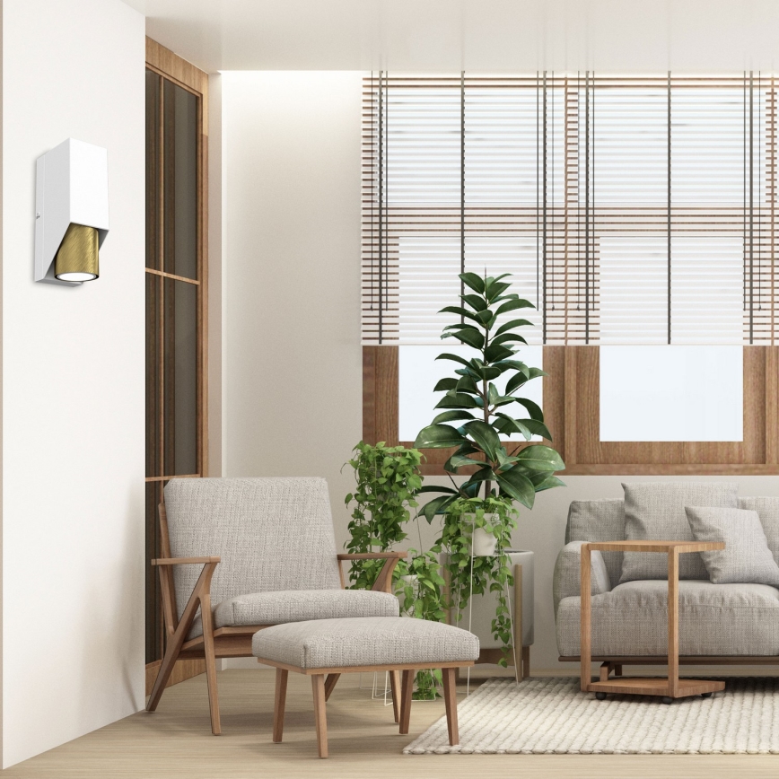 Vägglampa WALL 1xGU10/8W/230V vit/mässing
