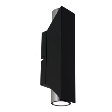 Vägglampa WALL 2xGU10/8W/230V svart/skinande krom