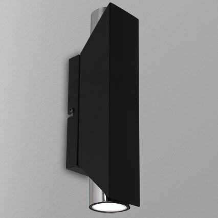 Vägglampa WALL 2xGU10/8W/230V svart/skinande krom
