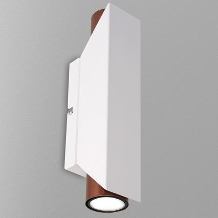 Vägglampa WALL 2xGU10/8W/230V vit/koppar