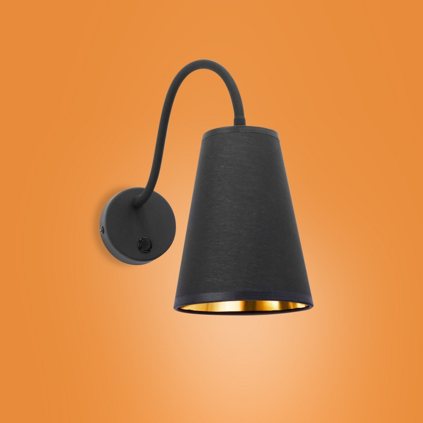 Vägglampa  WIRE 1xE27/15W/230V svart /gyllene 