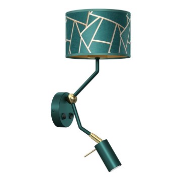 Vägglampa  ZIGGY 1xE27/40W/230V + 1xGU10/MR11/7W grön/gyllene