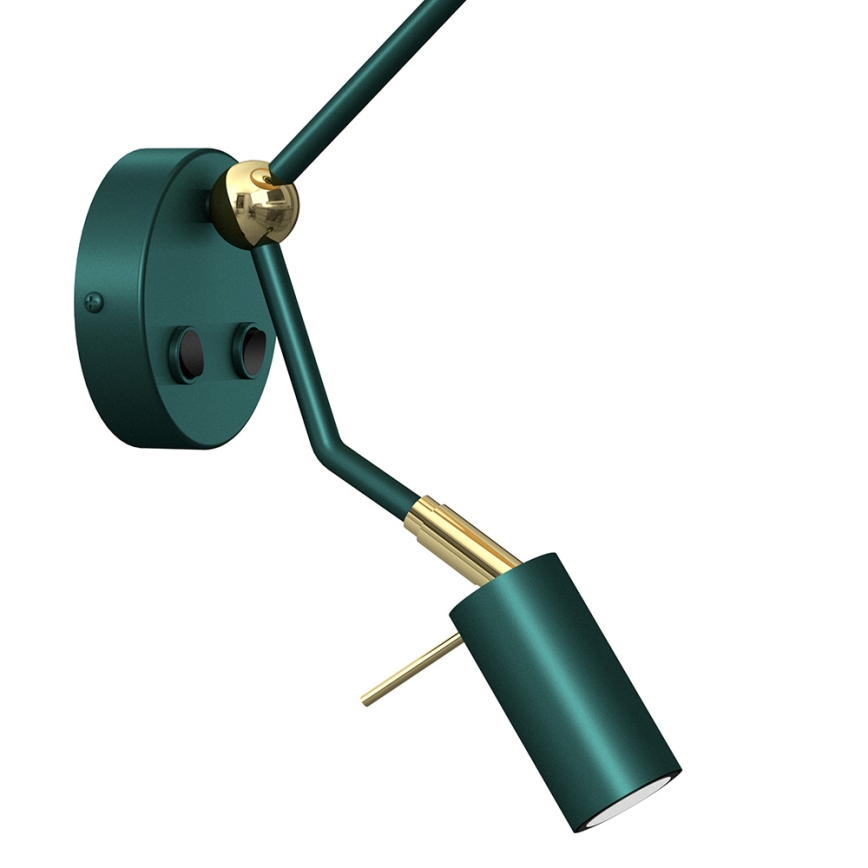 Vägglampa  ZIGGY 1xE27/40W/230V + 1xGU10/MR11/7W grön/gyllene